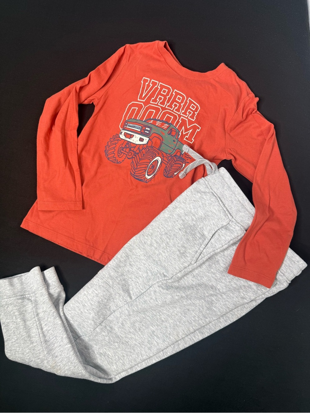 Garanimals Red Long-Sleeve Monster Truck Tee and jogger set size 7 NWoT
